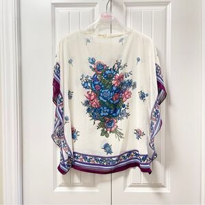 Vintage Silk Poncho Blouse / Kimono Tunic From Italy